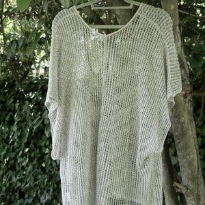 Eileen Fisher 100% Linen Knit Poncho
